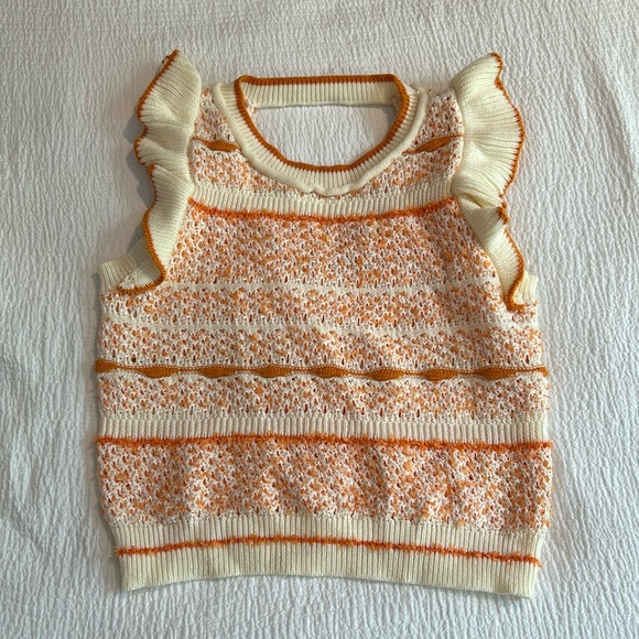 NWOT Lush Orange and White Knit Sweater Tank - Picture 1 of 3